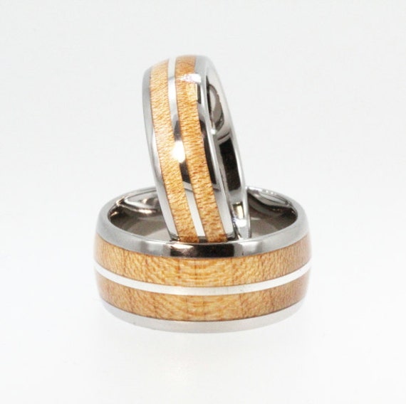 Mens Wood Wedding Ring - Ring Armor Waterproof Maple wood  Sterling ...