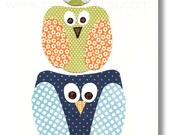 Nursery art prints, baby nursery decor, nursery art, kids owl Print, nursery owl, kids art, kids room decor, Family Support 8x10
