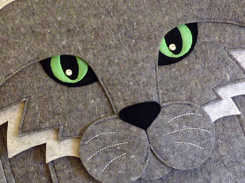 Cat MacBook Air 11 inch sleeve - Gray felt - MADE TO ORDER