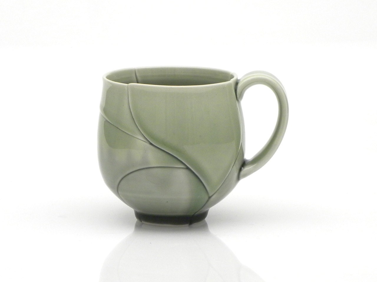 Green Porcelain Coffee Cup Leaf Style
