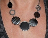 SALE - Black chunky necklace - Bold black asymmetrical statement necklace, bohemian jewelry