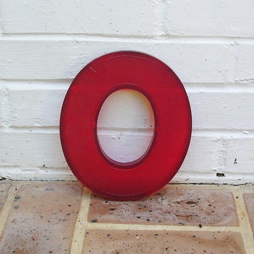 Vintage Letter O Vintage Marquee Letter O Heavy Red Plastic O Sign 8 Inches Tall Vintage Letter O Sign