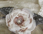 Wedding Hair Flower Large Pearl and Rhinestone  Bridal Accessory