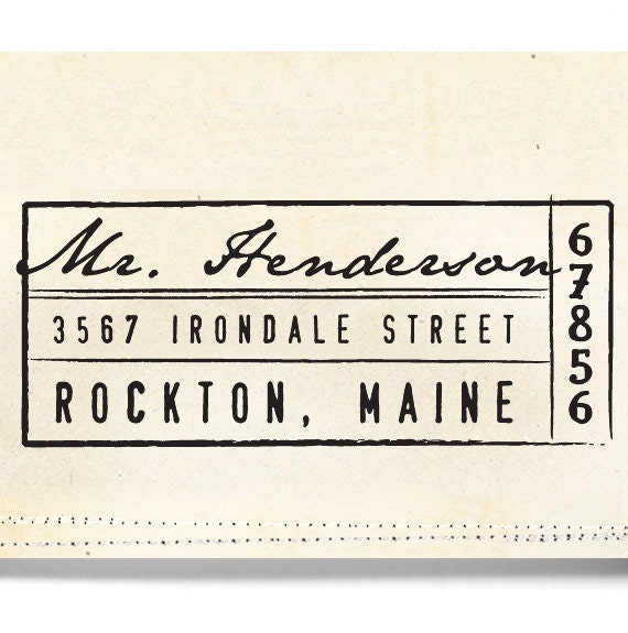 Self Inking Address Stamp - organic lines - wedding personal housewarming gift - 1205