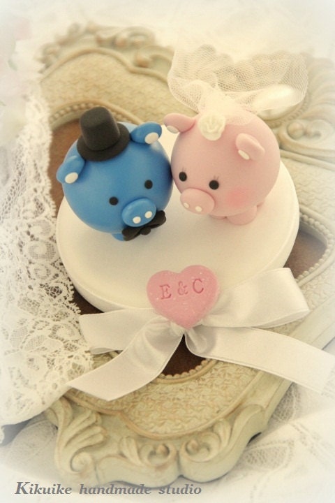lovely pig and piggy Wedding Cake Topper