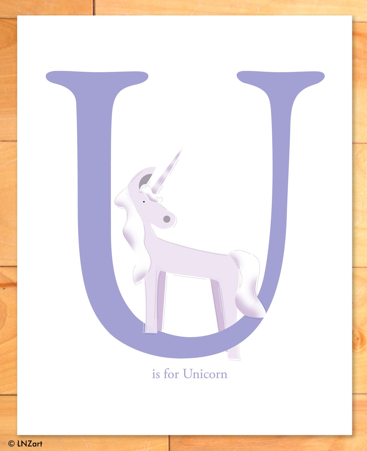 Childrens Wall Art, Nursery Decor, U is for Unicorn is for Custom Letter and Name 8 x 10 Personalized art print