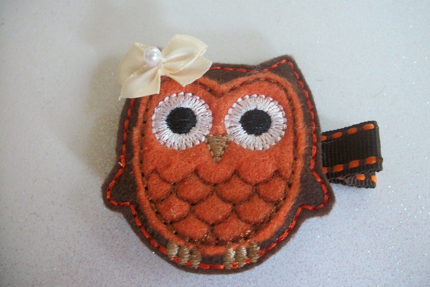 Boutique Embroidered Felt  Fall Owl Clippie  (Item 84) - pachwilliamson