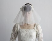 1950s Wedding Dress . Vintage Bridal Gown . Lace . Veil . Belt . Mid Century Bride