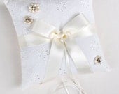 Ivory Ring Bearer Pillow - Ivory Shabby Chic Ring Bearer Pillow - READY TO SHIP