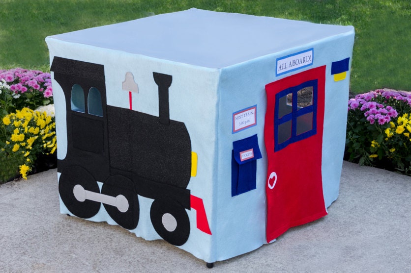 Kids Playhouse, All Aboard Train Station, Fits Your Card Table, Custom Order, Personalized