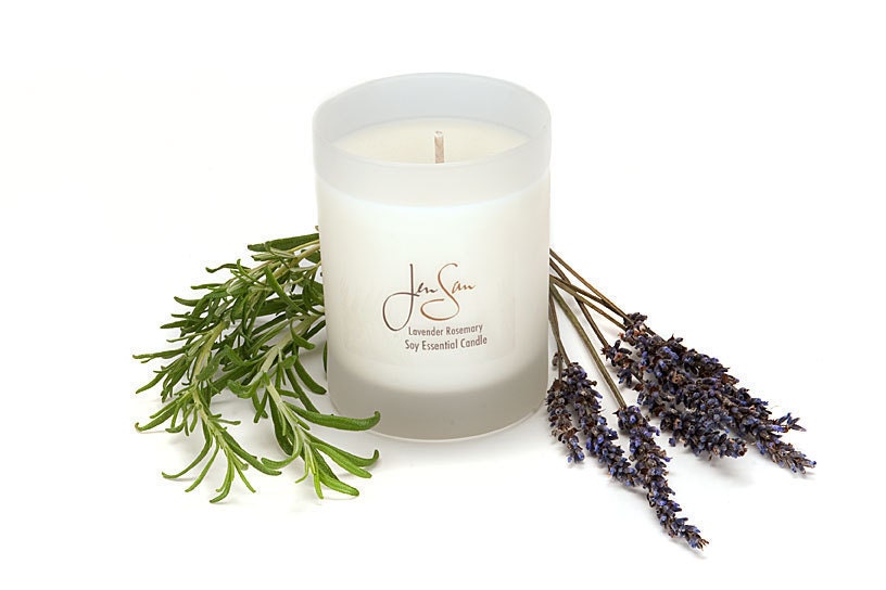 Lavender Rosemary Natural Soy Candle Handmade with essential oils, Eco friendly, small 8 oz (227 grams)