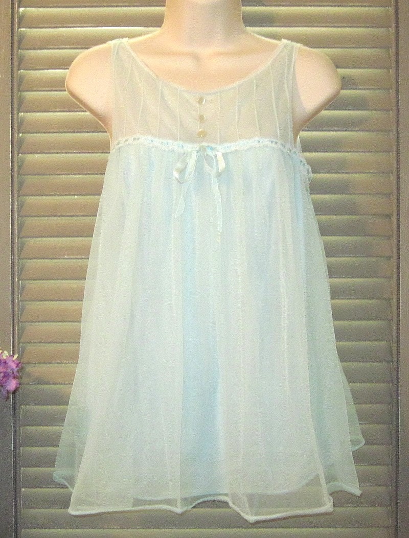 Vintage S Babydoll Nightie Lingerie Baby Blue Med By Avesattic Hot