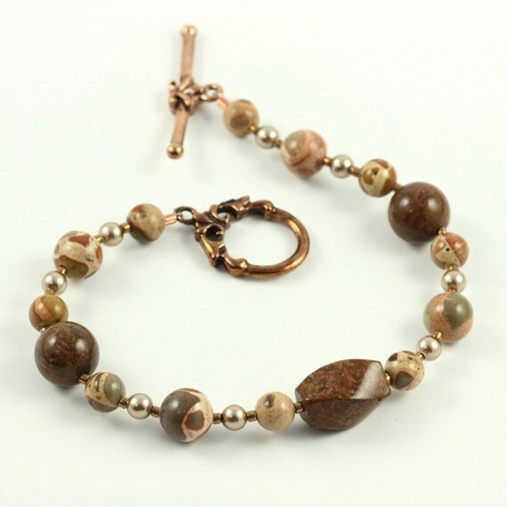 Fall Fashion Jewelry Earrings Safari Jasper Brown Earth Tones Woodland Rustic Bronze