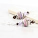 Lampwork Earrings Brown Crystal Lavender Lilac Mocha Mauve Cream