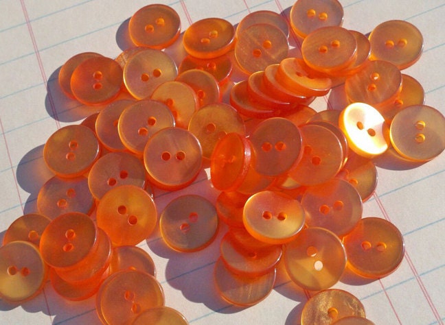Shiny Orange Buttons -  Sewing Embellishments - 50 Buttons