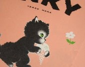 Vintage 1940s Norcross INKY Black Cat Kitten  Wrapping Paper Unopened