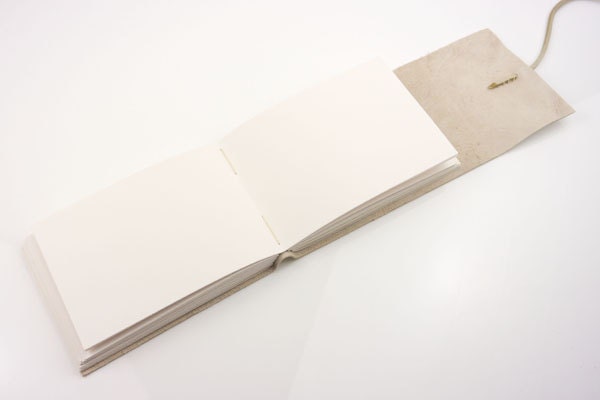 Leather Wedding Guest Book - White & Natural - A5 Large size - neutral simple luxury