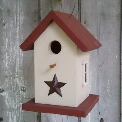 Birdhouse Primitive Wren House Rusted Dimensional Star