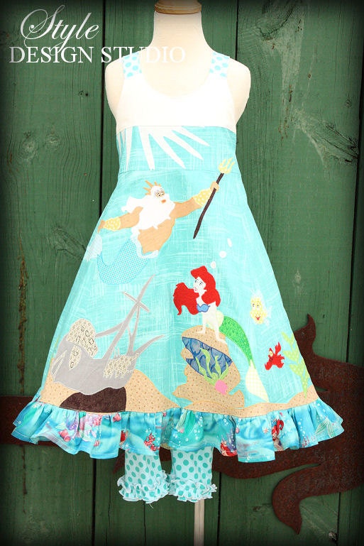 Little Mermaid Ariel Dress and Leggings sizes 2-10 Custom Boutique DM