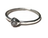 Custom single sterling silver and conflict free rough diamond stacker ring