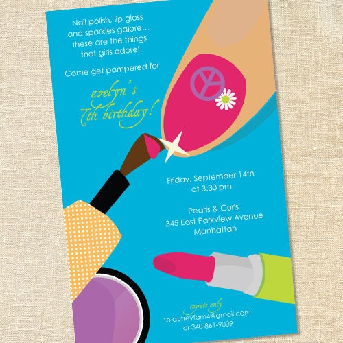 Sweet Wishes 20 Girls Turquoise Manicure Pedicure Birthday Party Invitations - Custom Quantities (As Low as 1.19 Each) Il_170x135
