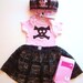 Sweet Pink Pirate Baby Costume - scarf hat, onesie, lace skirt and leggings, ready to ship, size 12 months, only one available