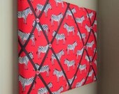 16x20 Memory Board Bow Holder Ribbon Board Red with Zebras