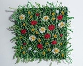 Flowery machine embroidered brooch