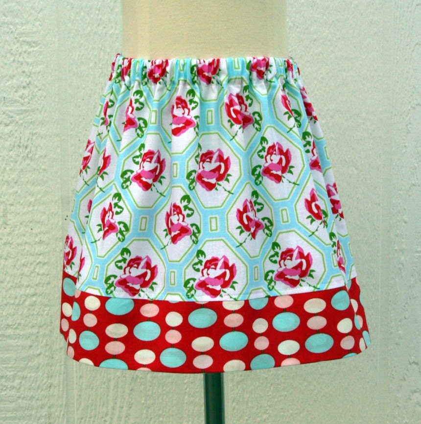 SKIRT SALE -Rose Trellis Skirt - Last One Available - Size 3/4 - Kissing Kumquats - Ready to Ship