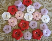 21 Sweet Valentine 7/16 up to 5/8 inch Flower Buttons SO CUTE