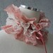 Victorian Inspired Tangerine And  Ivory Lace And Ribbon Ruffle Collar Necklace Cowl Statement Piece