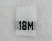Size 18 Month (Eighteen)  Woven Clothing Size Tags (Package of 50)
