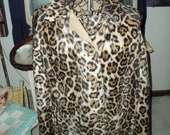 vintage Leopard print and tan wool reversible cape poncho swing coat