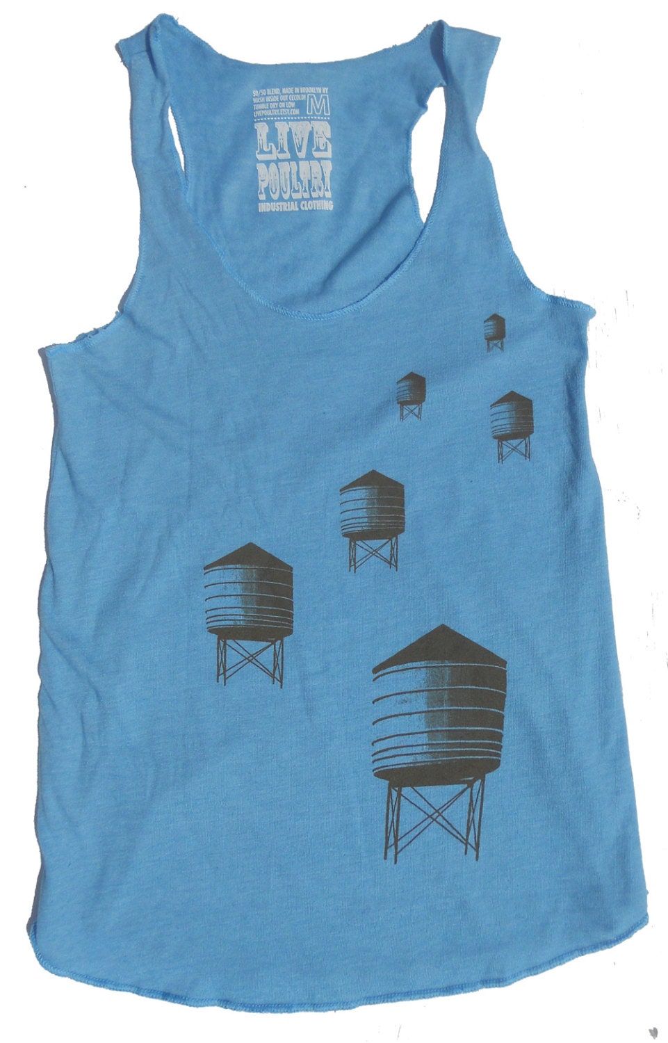 Woman's Tank Top in Turquoise, Water Towers - S, M, L, XL