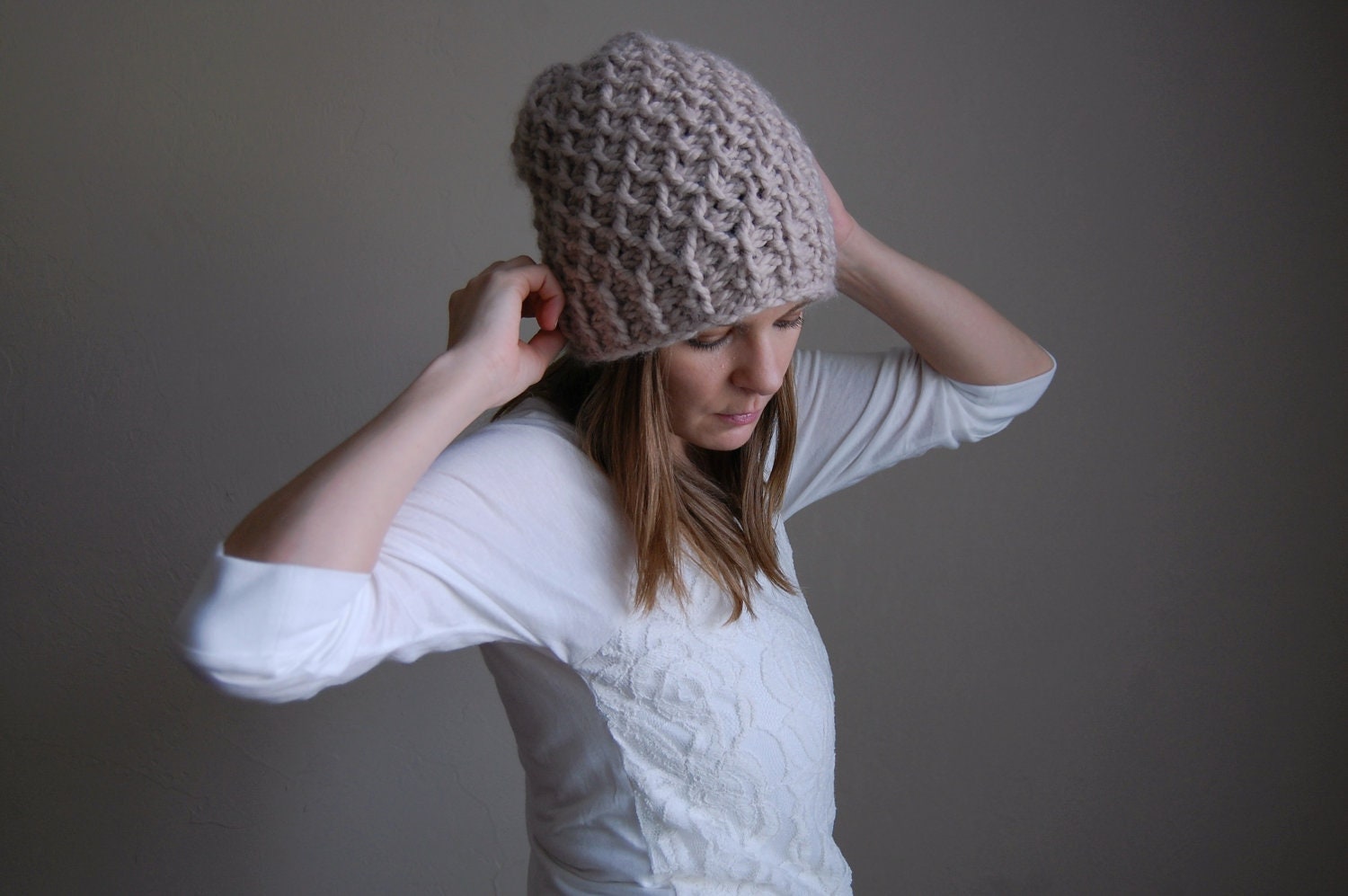 slouchy hat textured winter hat / the holocene / linen