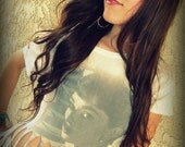 LOVE Hippie Vintage AUDREY HEPBURN Shredded Fringe Tee Shirt Top