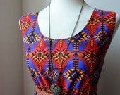 Dress with Aztec Navajo Print in Purple and Red / Handmade / Choose Your Size