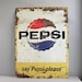 sale: large & rustic metal pepsi sign / magnetic board