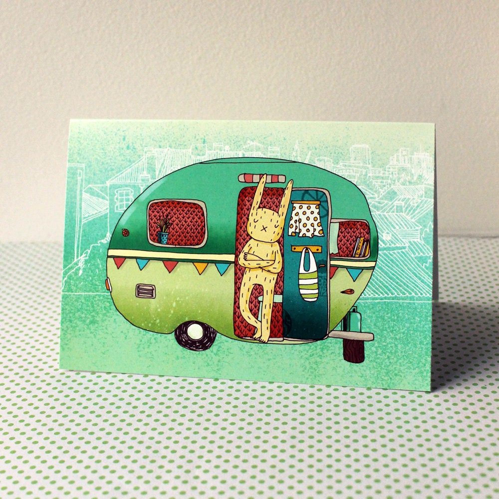 Camping rabbit card