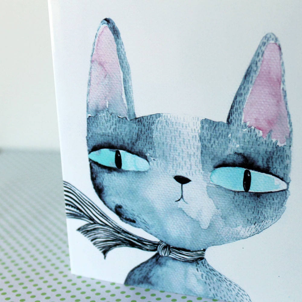 Blue eyed cat card