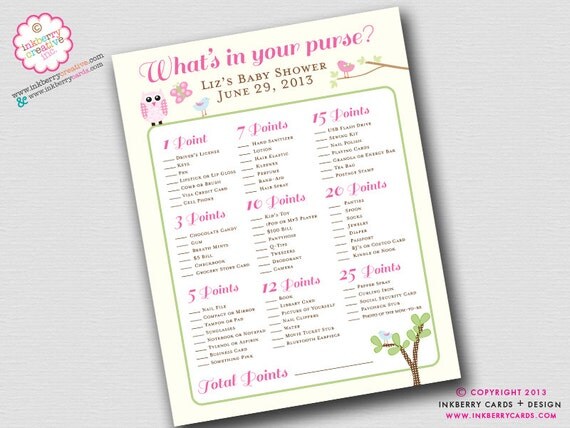 Baby Shower "What's In Your Purse" Game - Sweet Springtime Shower (Digital/Printable File) Il_570xn