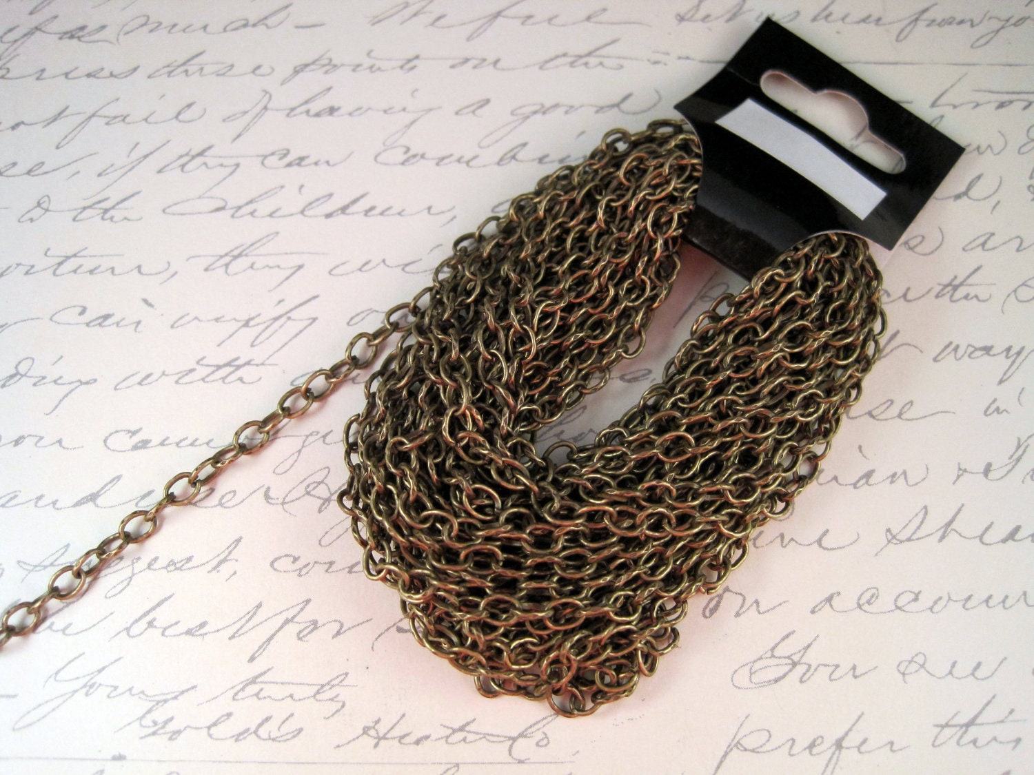 15FT Antique Bronze Brass Oval Textured Chain Link Size 3x4mm-P039