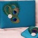 Teal Peacock Feather Guest Book and Pen Set Rhinestone Accented
