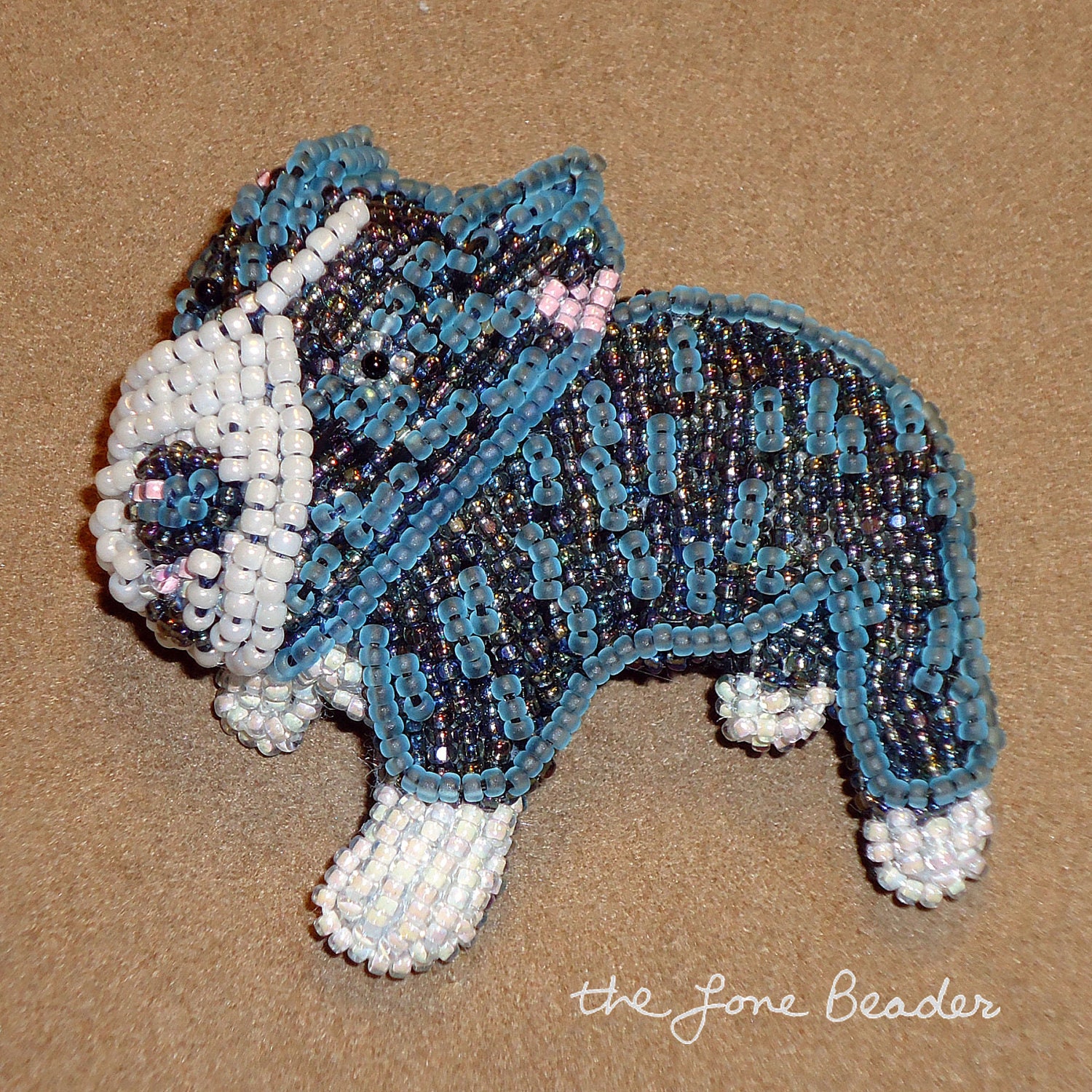 Beaded Blue-Nose Pitbull Pin/ Pendant - dog jewelry for humans (Made to Order)