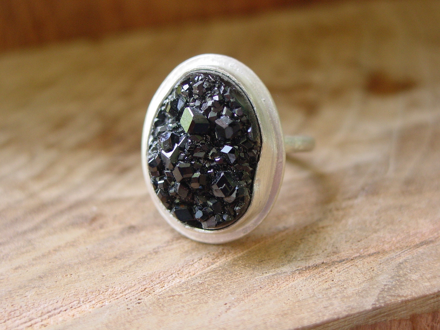 Black Garnet Sterling Silver Ring