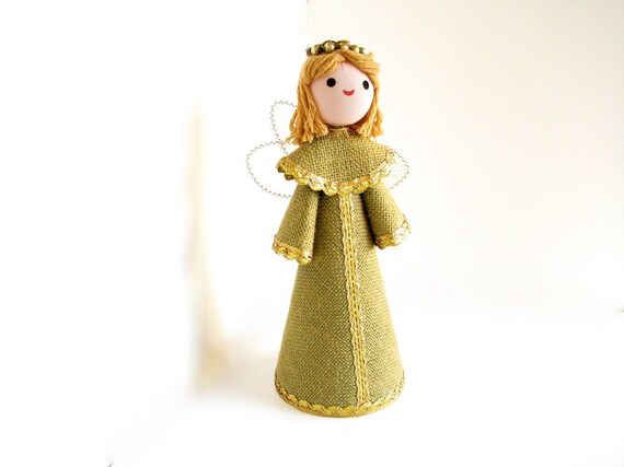 Vintage Burlap Angel Tree Topper 1970s Christmas Decoration