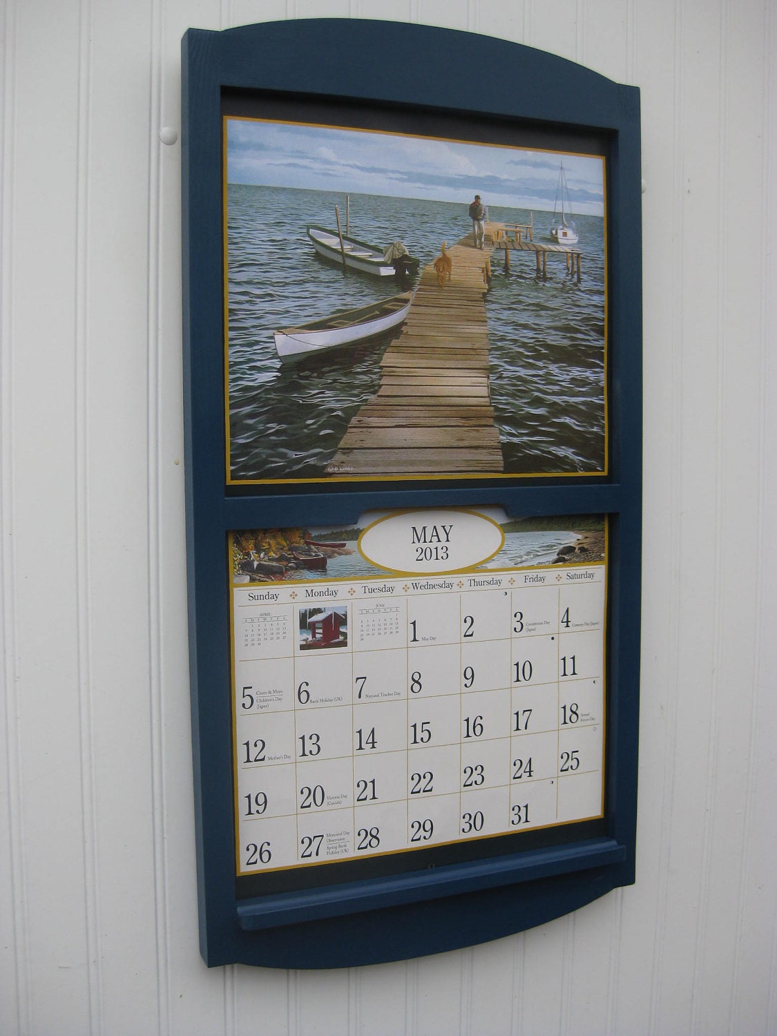 13.5 x 24 handmade calendar holder in Navy by