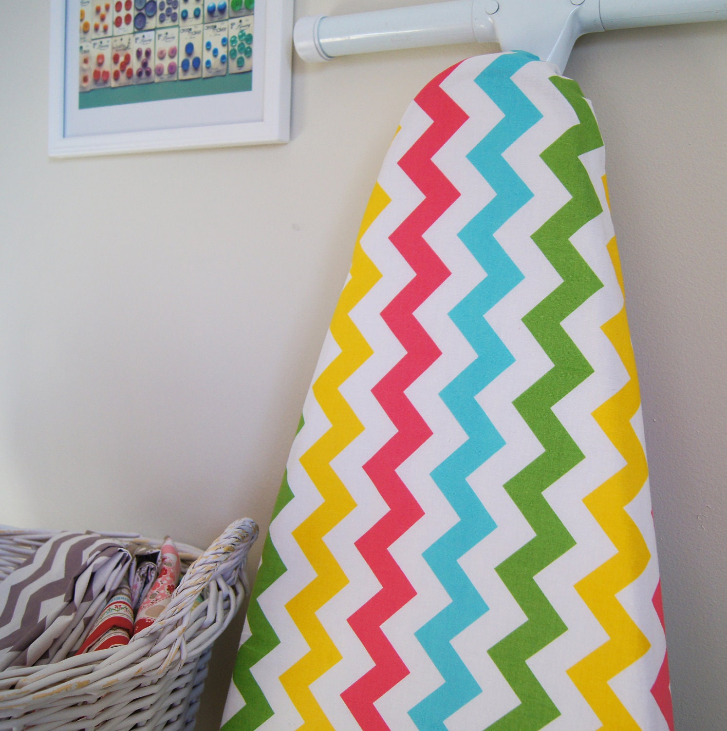 Ironing Board Cover- Chevron in Pink Yellow Green Blue
