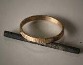 Recycled Hand Forged 14kt Yellow Gold Ring 2mm Band Hammered Eco Friendly Metal