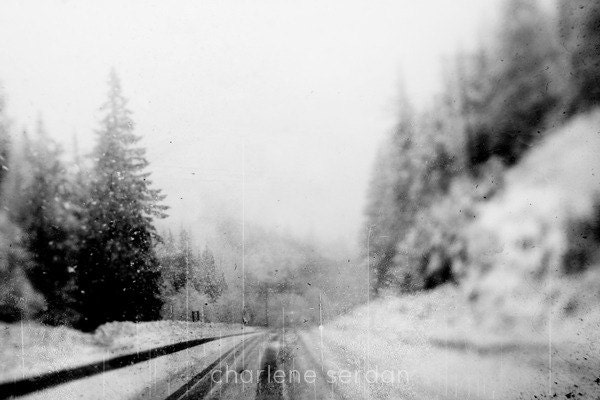 Winter, Photography, Art, Snow, White, Black, Trees, Road, Fits an 8x10 Frame